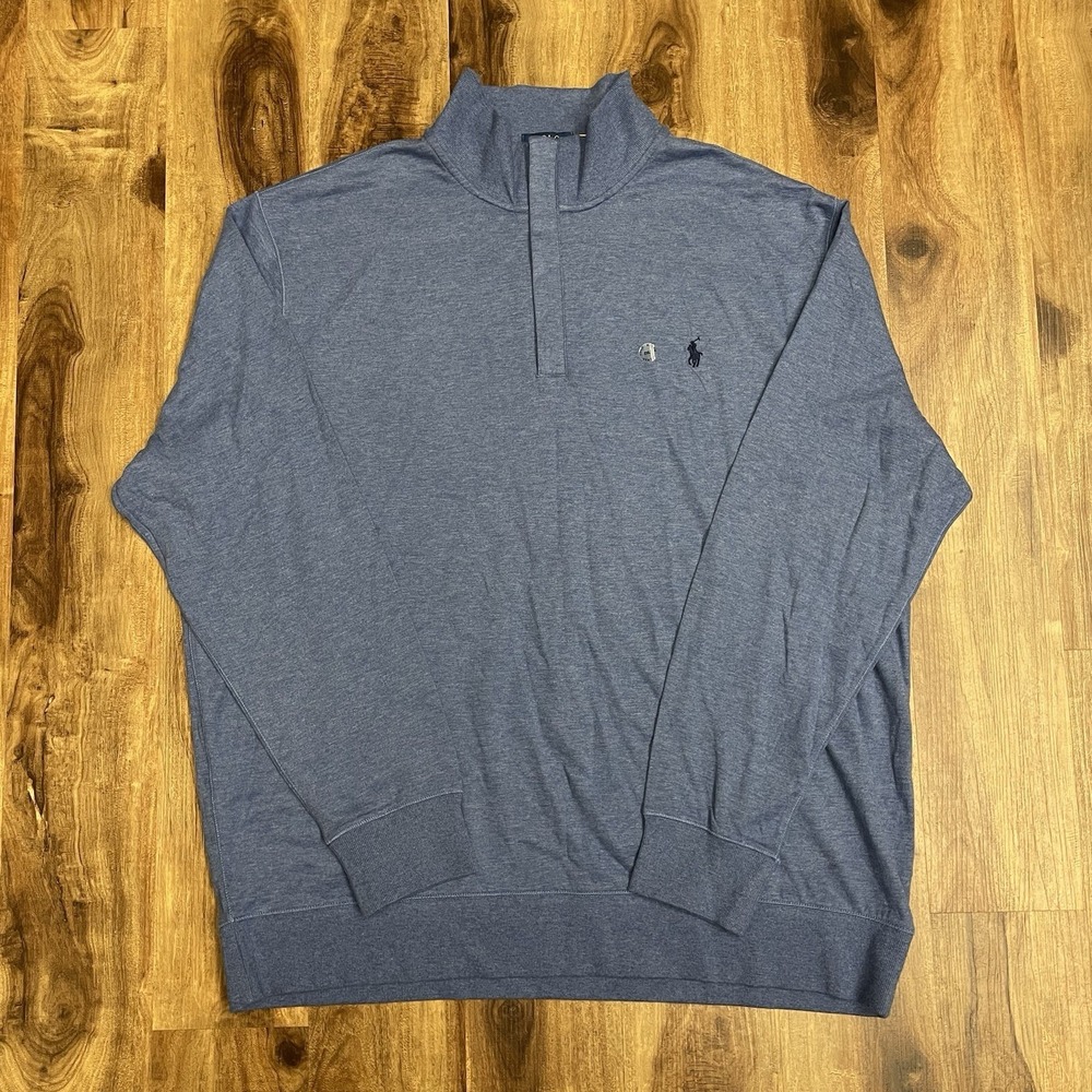 Polo Ralph Lauren Quarter Zip Pullover Men 2XLT XXL Blue Preppy Cotton Knit NWT